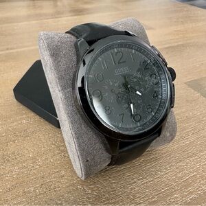 Guess U10628G1 Watch with Black Leather Band